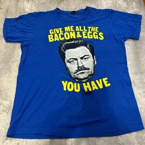Blue Graphic T-Shirt with Yellow Text